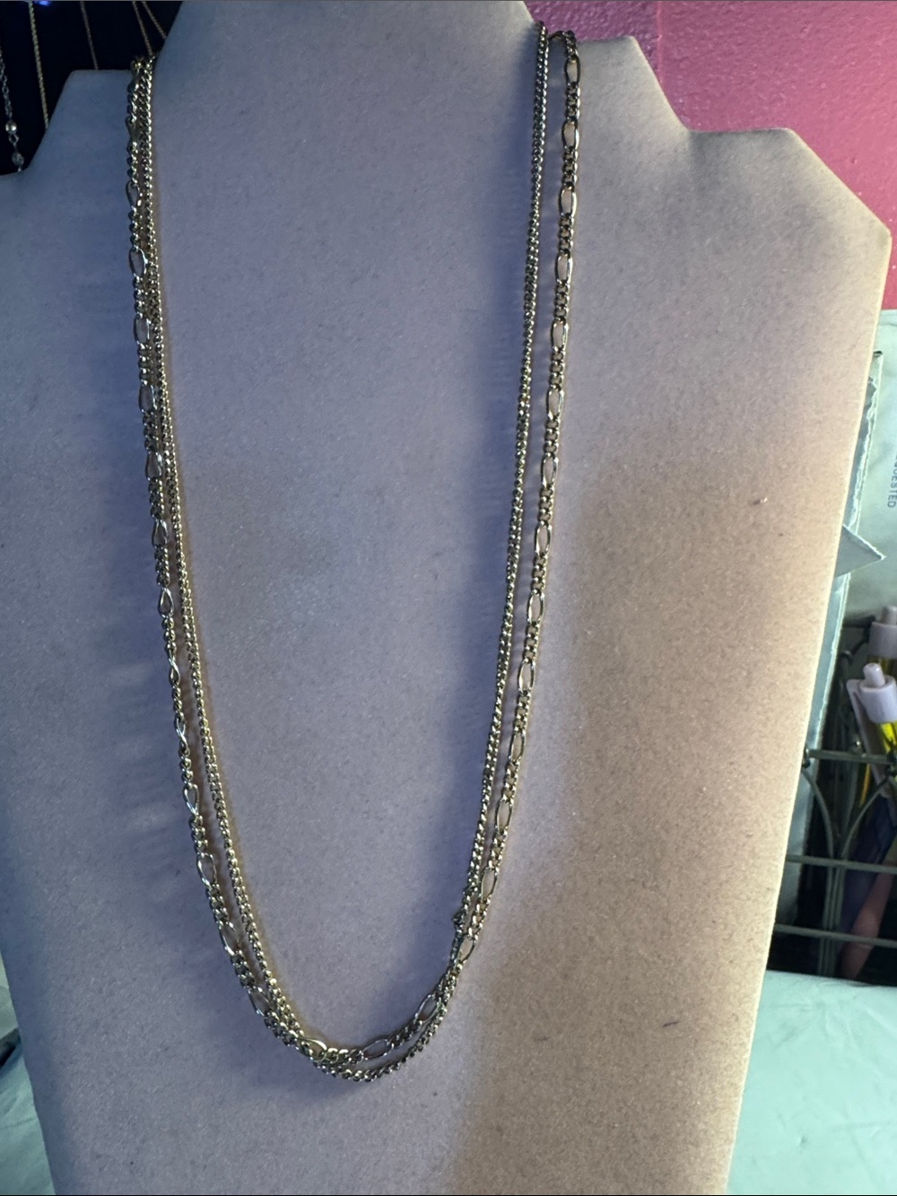 Layered Gold Like Multi-Chain Necklace for Women 10”